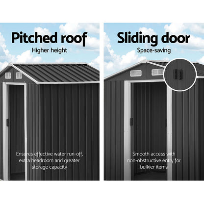 2.6X3.9M Garden Shed With Metal Base And Sliding Door