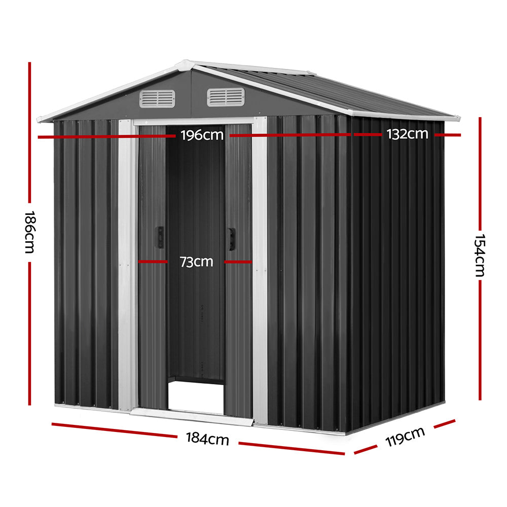 1.96X1.32M Outdoor Garden Shed With Sliding Door