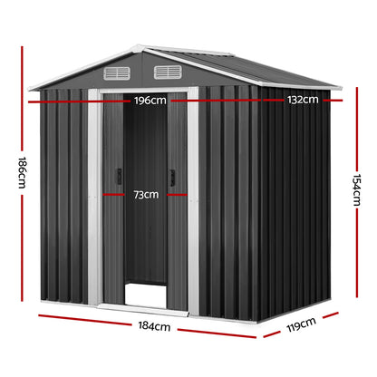 1.96X1.32M Outdoor Garden Shed With Sliding Door
