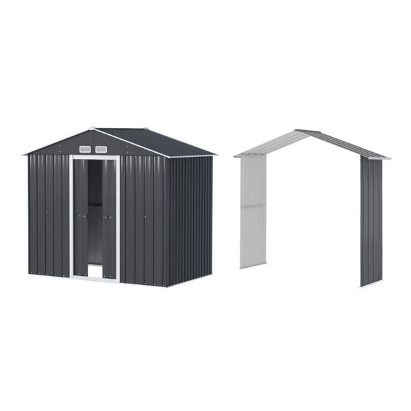  Garden Shed Outdoor Storage 2.15X1.74M Tool Workshop House W/Extension Kit