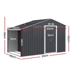 Garden Shed 3.22X1.96M Outdoor Storage Tool Workshop House Shelter