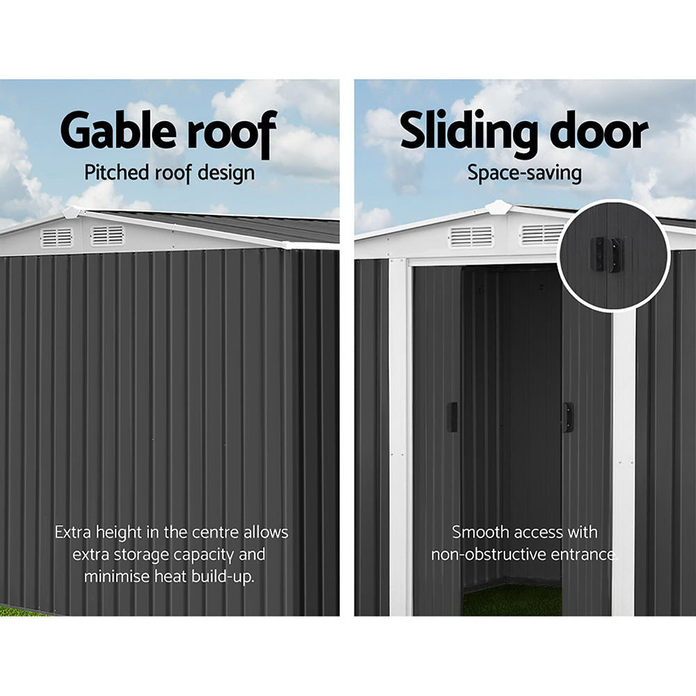Garden Shed 2.58X2.07M W/Metal Base Sheds Outdoor Storage Double Door