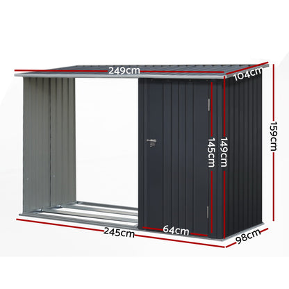 Garden Shed 2.49X1.04M Sheds Outdoor Tool Storage Workshop House Steel