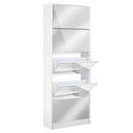 5 Drawer Mirrored Wooden Shoe Cabinet - White