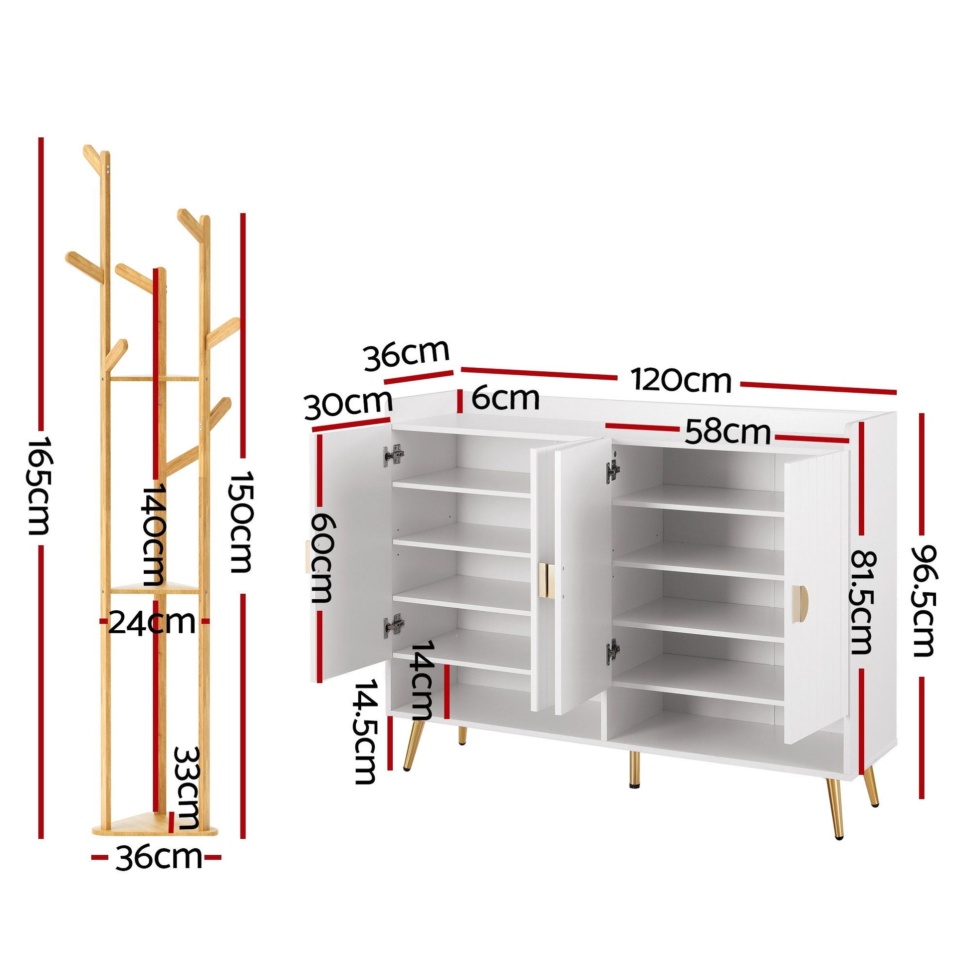 Shoe Cabinet Clothes Rack Set 30 Pairs White | HomeAndLiving