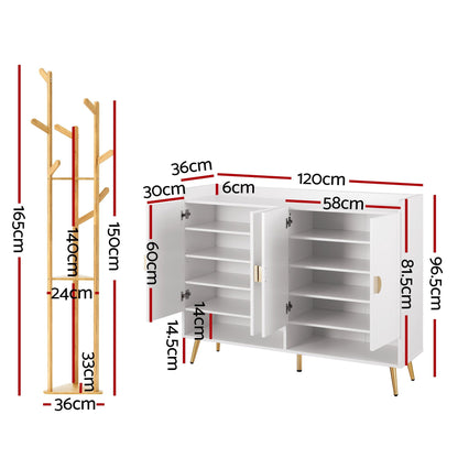 Shoe Cabinet Clothes Rack Set 30 Pairs White | HomeAndLiving