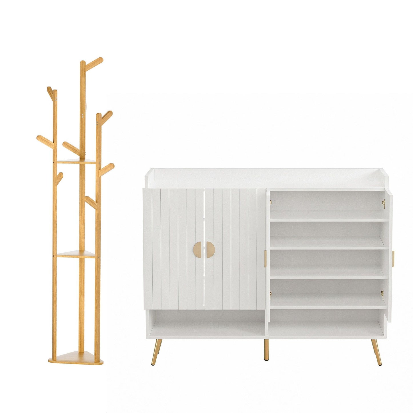 Shoe Cabinet Clothes Rack Set 30 Pairs White | HomeAndLiving