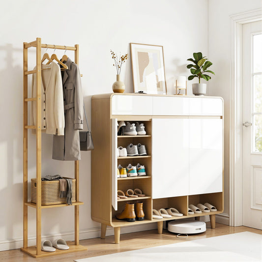 Shoe Cabinet Bamboo Clothes Rack Set 30 Pairs | HomeAndLivin