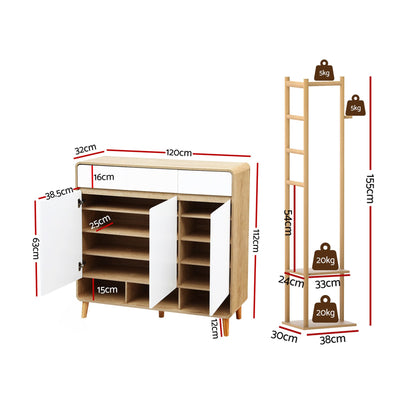 Shoe Cabinet Bamboo Clothes Rack Set 30 Pairs | HomeAndLivin - 4