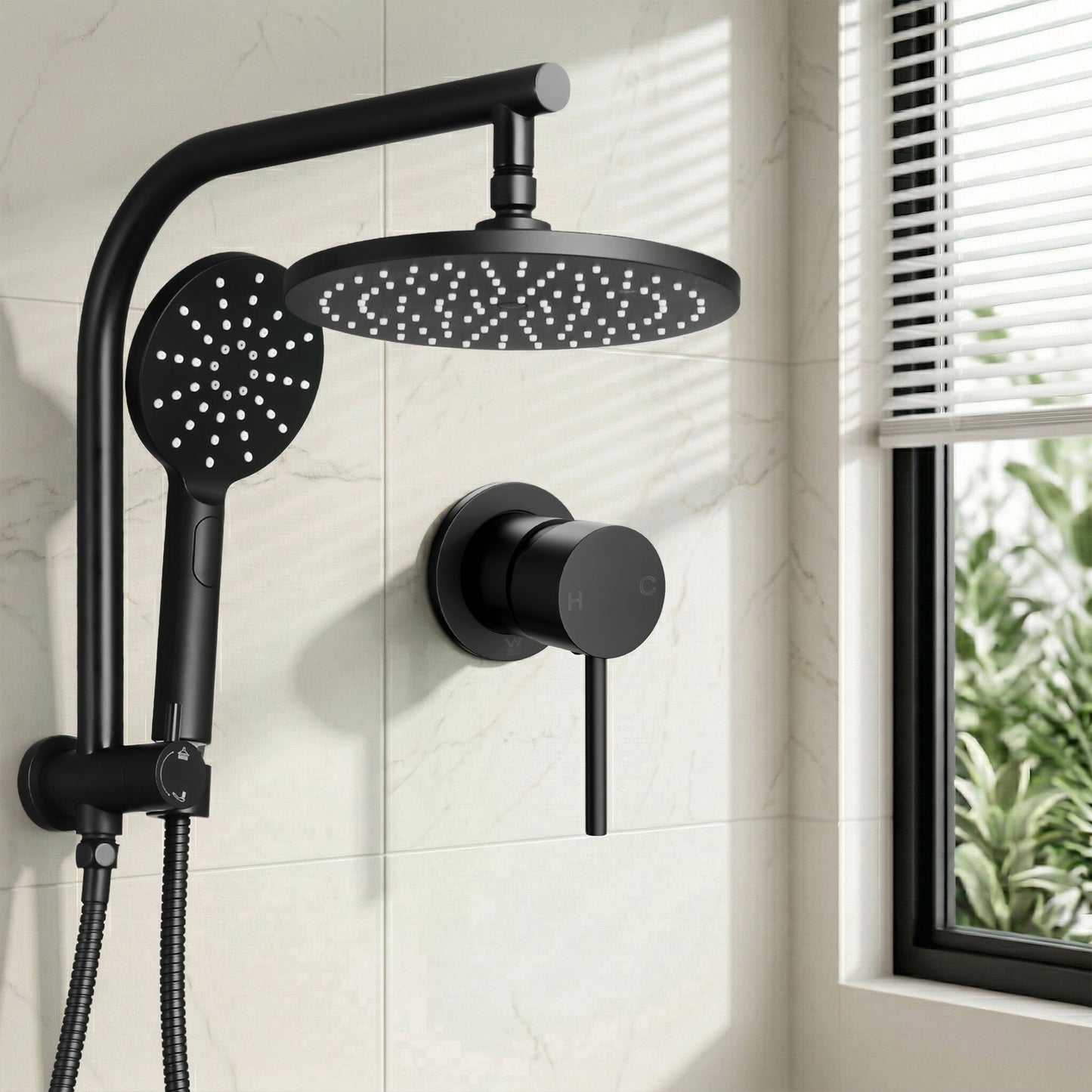 9-Inch Rain Shower Head Set Handheld Chrome | HomeAndLiving