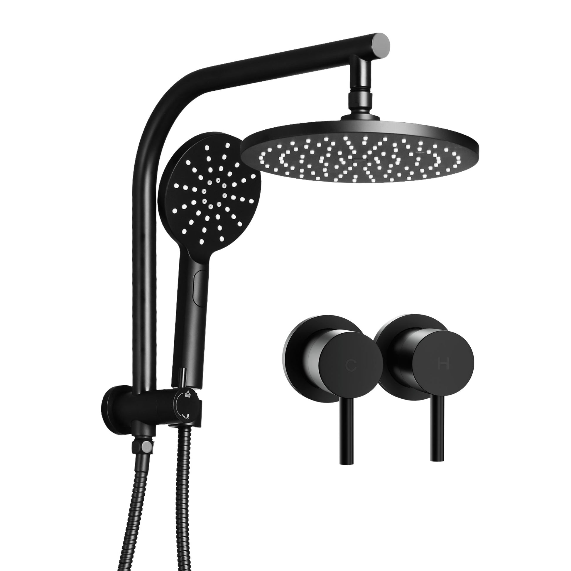9 Inch Rain Shower Head Set Twin Taps Chrome | HomeAndLiving