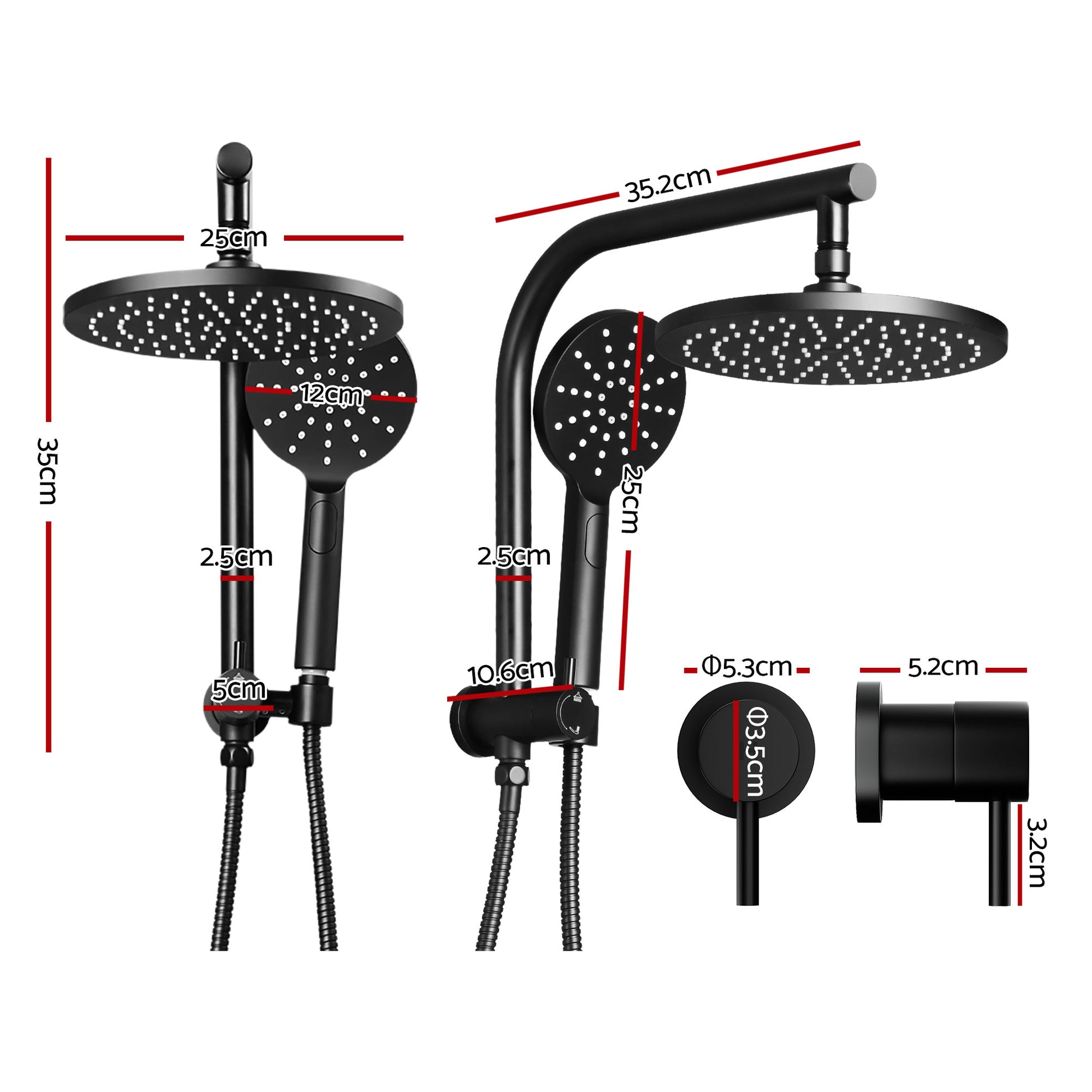 9 Inch Rain Shower Head Set Twin Taps Chrome | HomeAndLiving