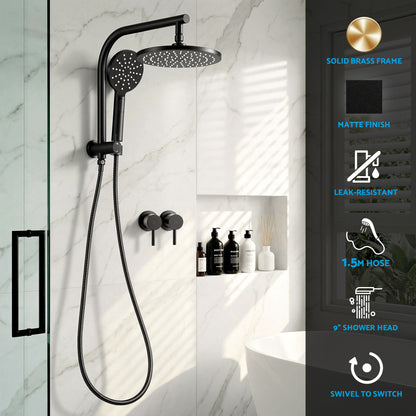 9 Inch Rain Shower Head Set Twin Taps Chrome | HomeAndLiving