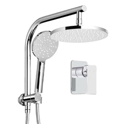 Chrome Handheld Round High Pressure Rain Shower Head Set With Mixer Tap