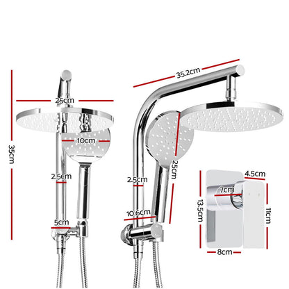 Chrome Handheld Round High Pressure Rain Shower Head Set With Mixer Tap