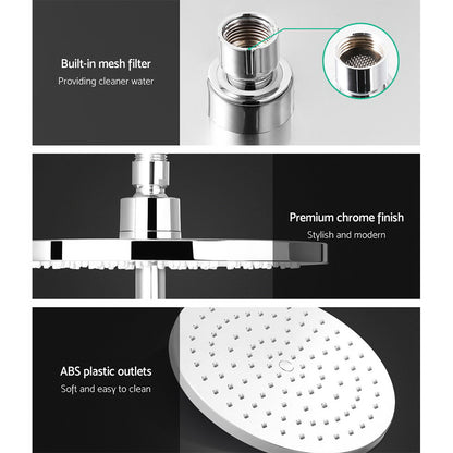 Chrome Handheld Round High Pressure Rain Shower Head Set With Mixer Tap