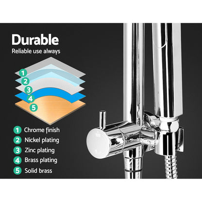 Chrome Handheld Round High Pressure Rain Shower Head Set With Mixer Tap
