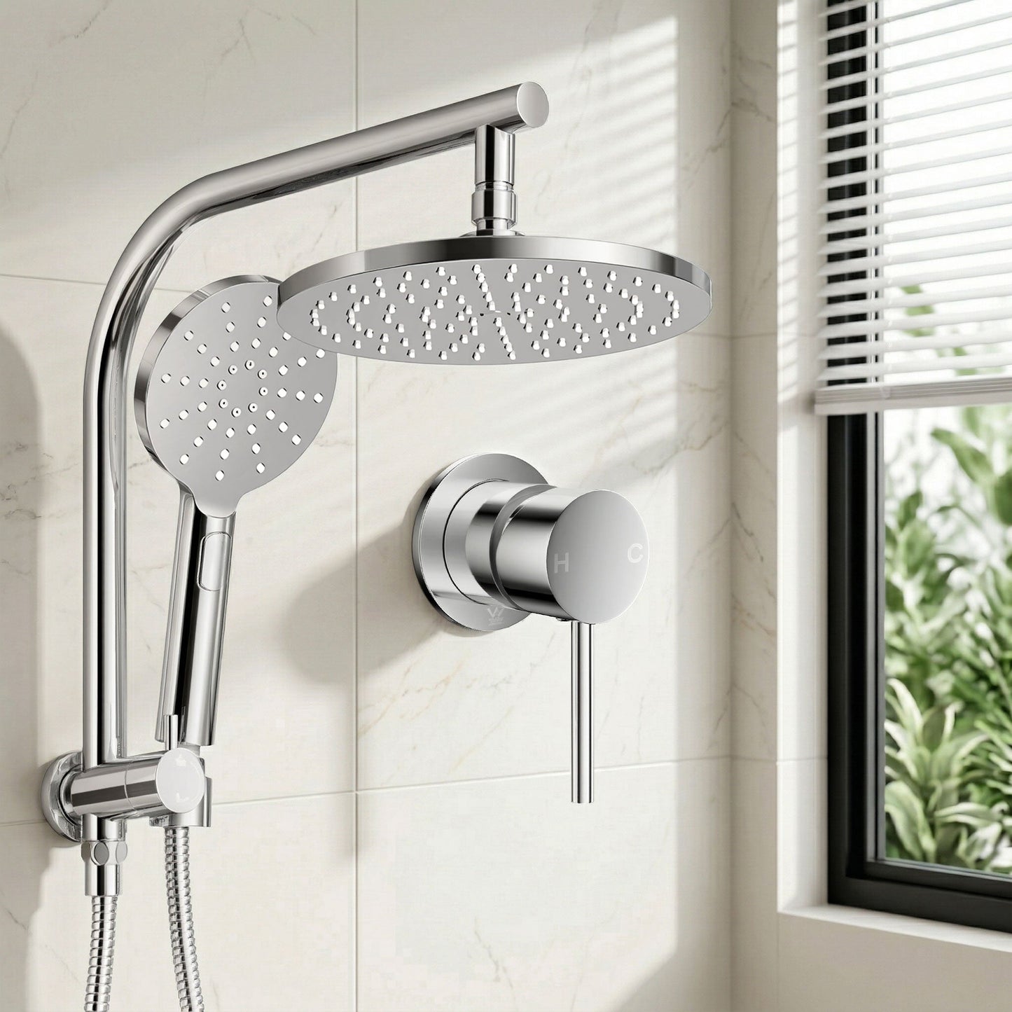 9 Inch Rain Shower Head Set Handheld Chrome | Home & Living