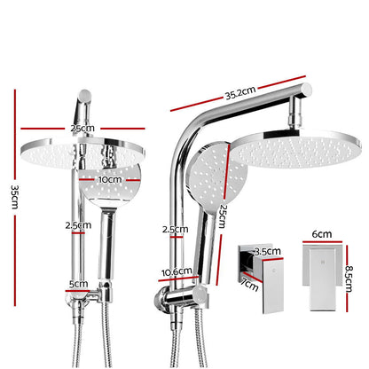Chrome Handheld Round High Pressure Rain Shower Head Set With Twins Tap