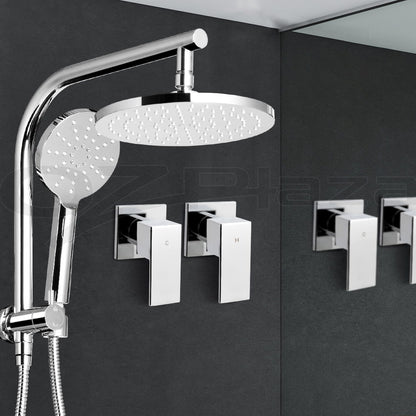 Chrome Handheld Round High Pressure Rain Shower Head Set With Twins Tap