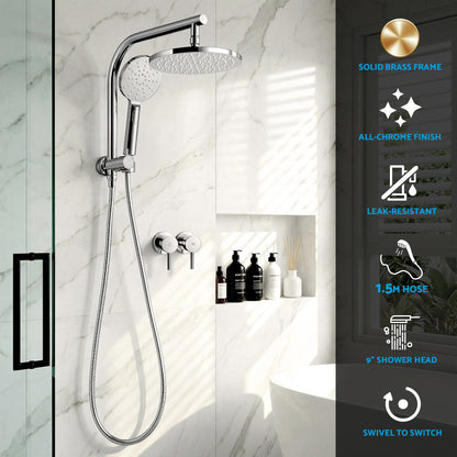 9-Inch Rain Shower Head Set Handheld Chrome | Home & Living