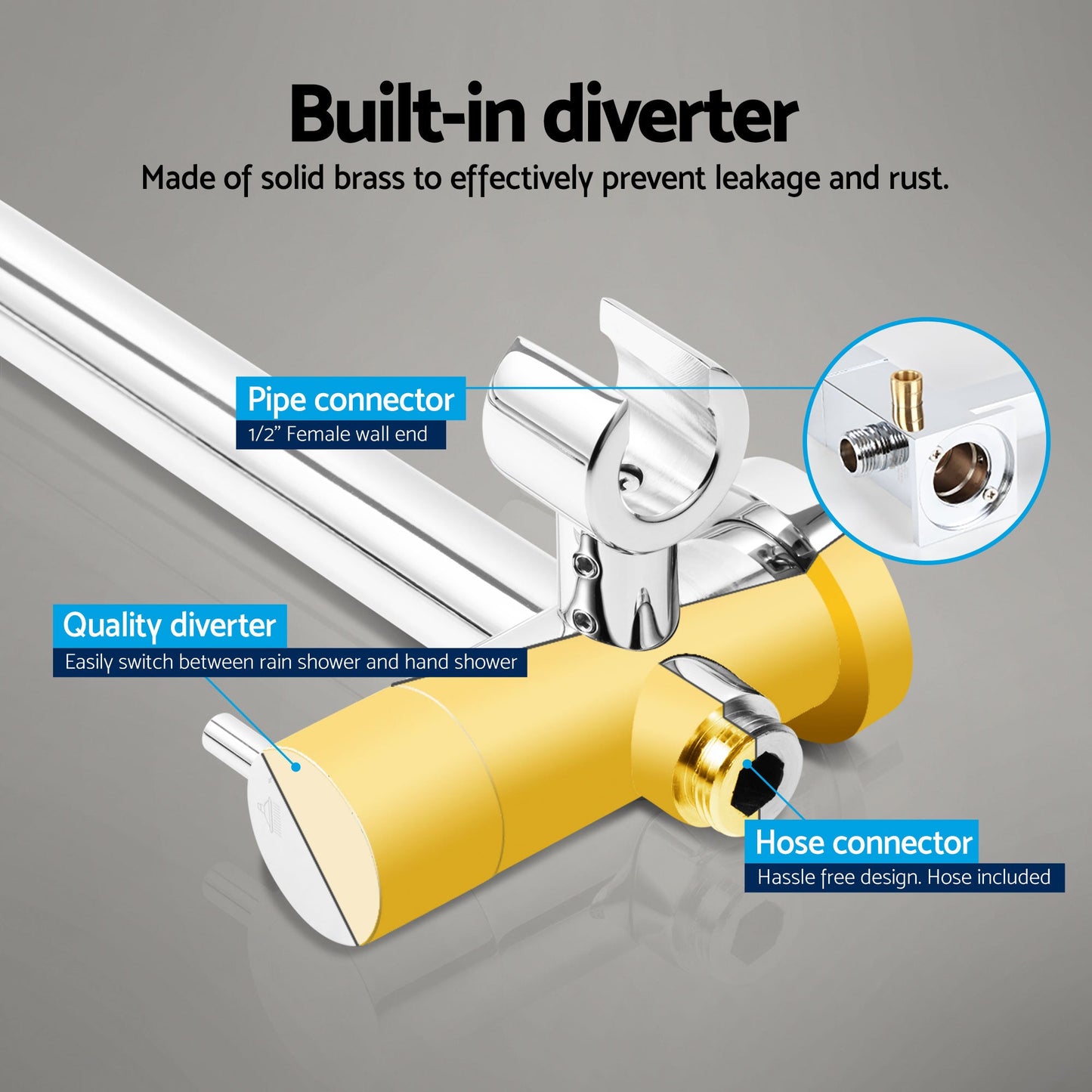 9-Inch Rain Shower Head Set Handheld Chrome | Home & Living