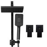 Square 8 inch Rain Shower Head & Taps Set Handheld Spray Bracket Rail Mat Black