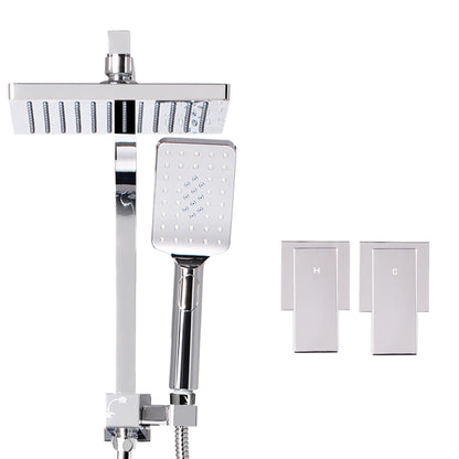 8'' Rain Shower Head Set Handheld Round High Pressure Wins Tap Chrome