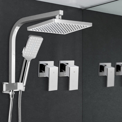 8'' Rain Shower Head Set Handheld Round High Pressure Wins Tap Chrome