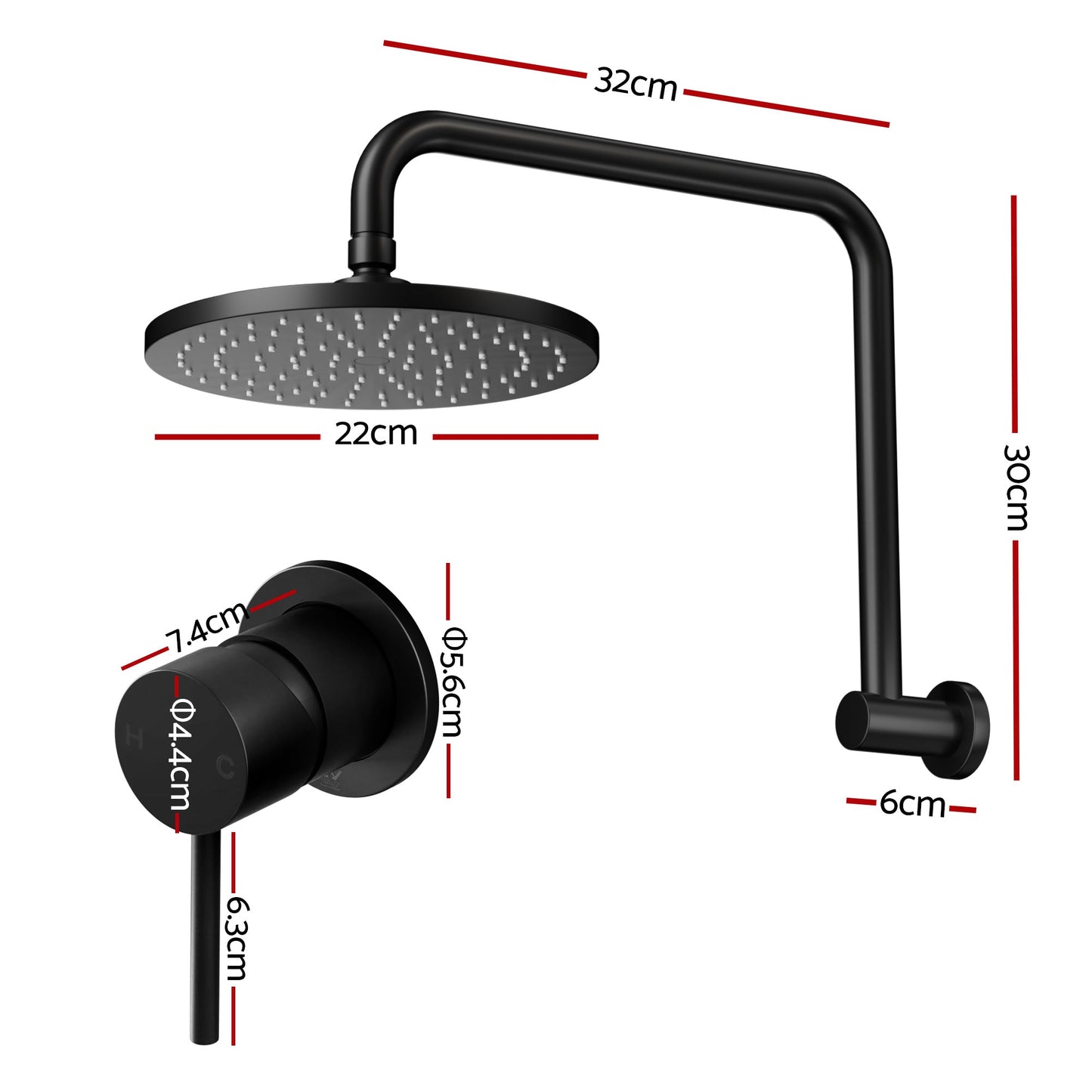 9 Inch Rain Shower Head Wall Mixer Combo | Home & Living