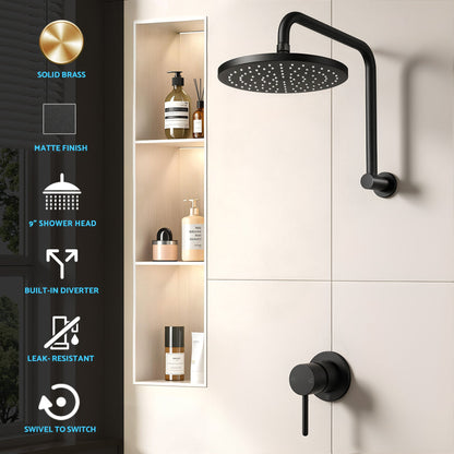 9 Inch Rain Shower Head Wall Mixer Combo | Home & Living
