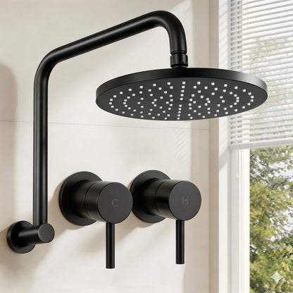 9 Inch Rainfall Shower Head Twin Swivel Wall Tap | Home & Living