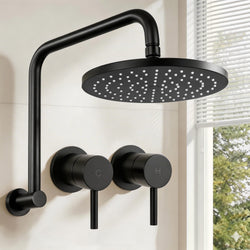 9 Inch Rainfall Shower Head Twin Swivel Wall Tap | Home & Living