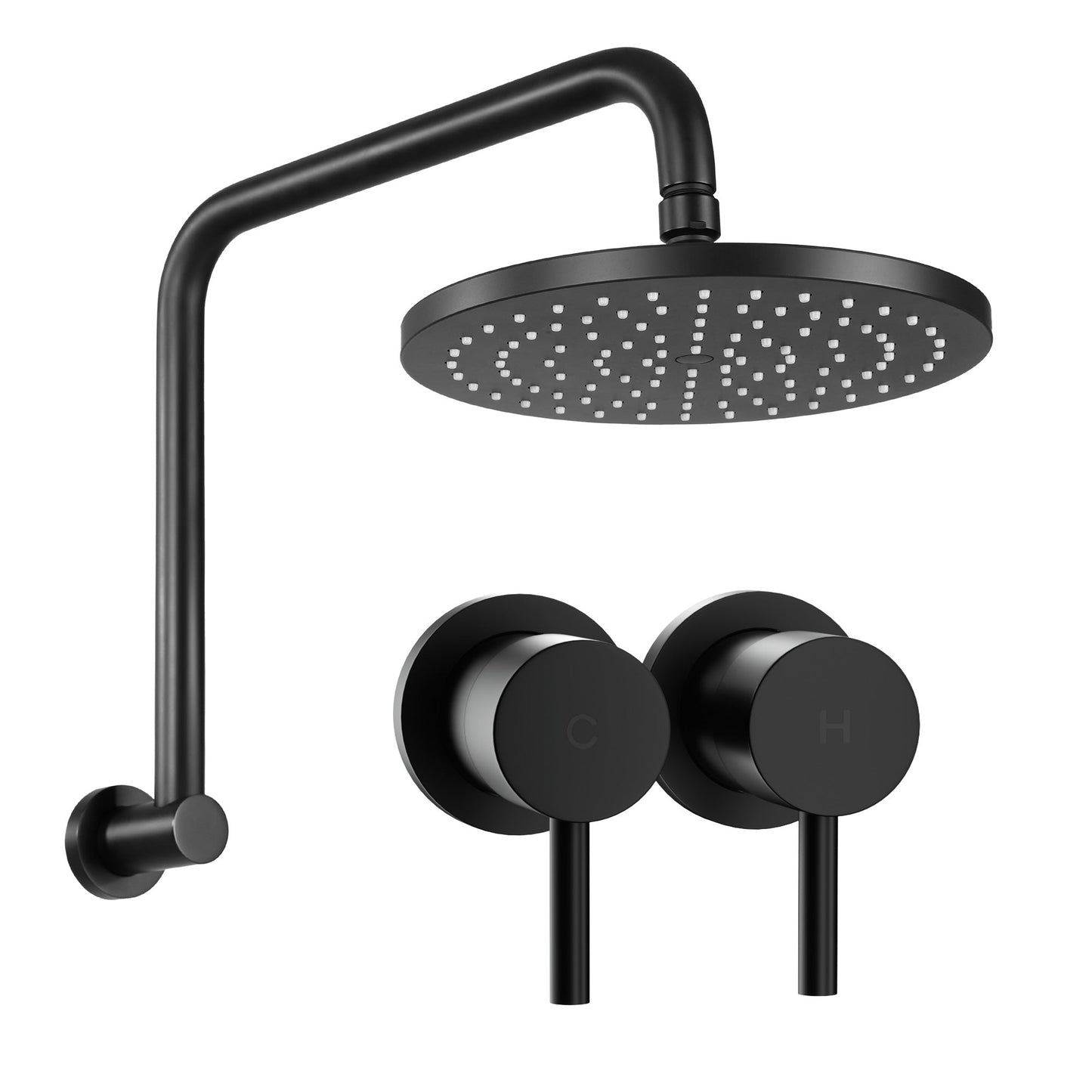 9 Inch Rainfall Shower Head Twin Swivel Wall Tap | Home & Living