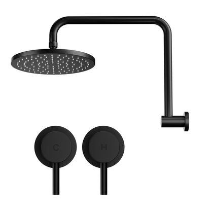 9 Inch Rainfall Shower Head Twin Swivel Wall Tap | Home & Living