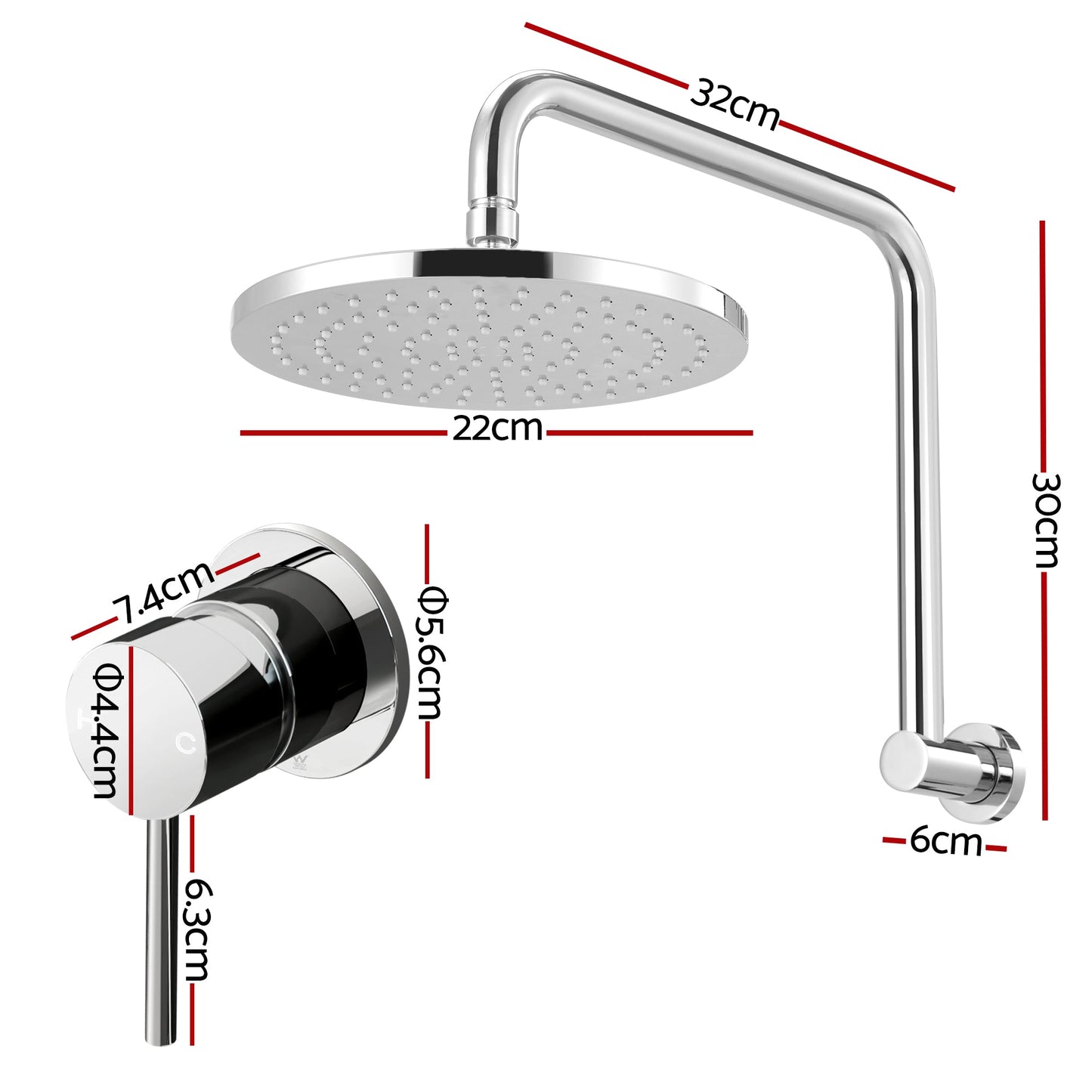 9 Inch Rain Shower Head Wall Mixer Silver | Home & Living