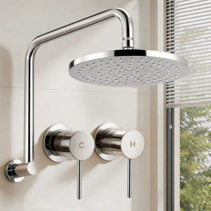 9 Inch Rain Shower Head Twin Wall Tap Silver | Home & Living