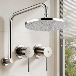 9 Inch Rain Shower Head Twin Wall Tap Silver | Home & Living