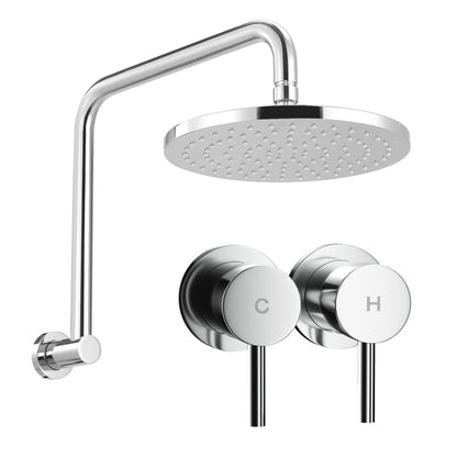 9 Inch Rain Shower Head Twin Wall Tap Silver | Home & Living