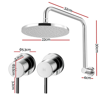 9 Inch Rain Shower Head Twin Wall Tap Silver | Home & Living