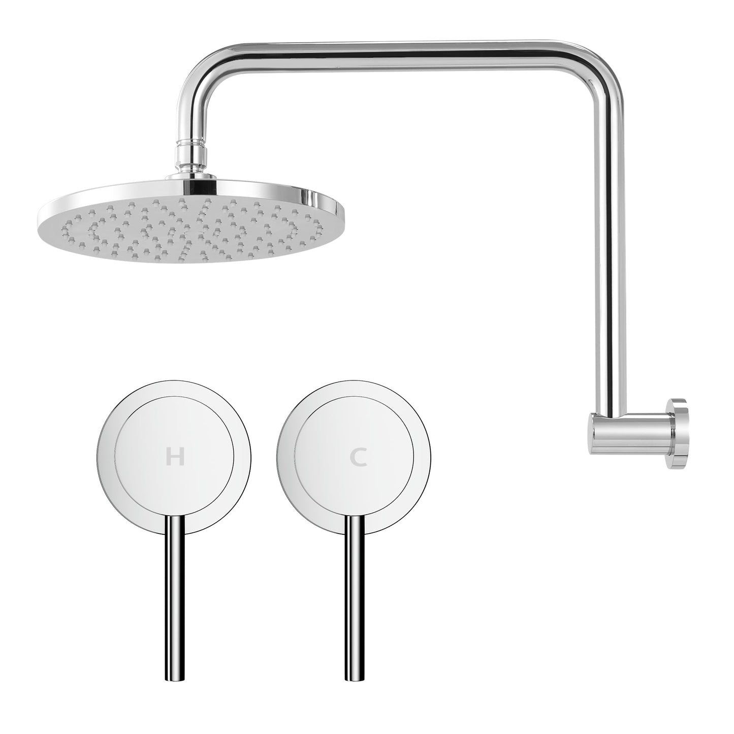 9 Inch Rain Shower Head Twin Wall Tap Silver | Home & Living