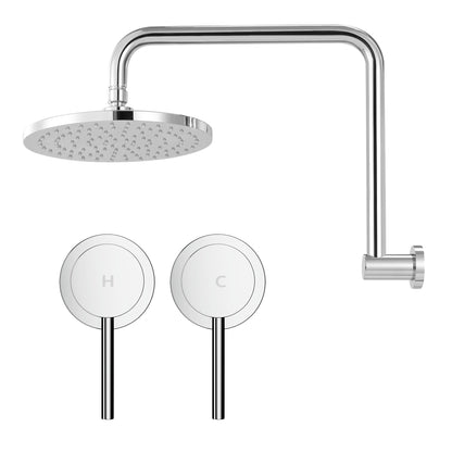 9 Inch Rain Shower Head Twin Wall Tap Silver | Home & Living