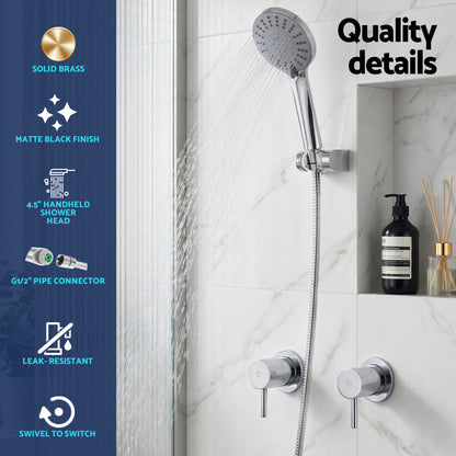 Handheld Shower Head 4.5" 5 Spray Modes Chrome | Home & Living - 5
