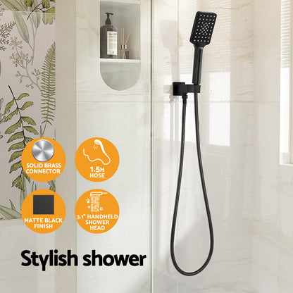Handheld Shower Head Holder 3.1'' High Pressure Black/Silver