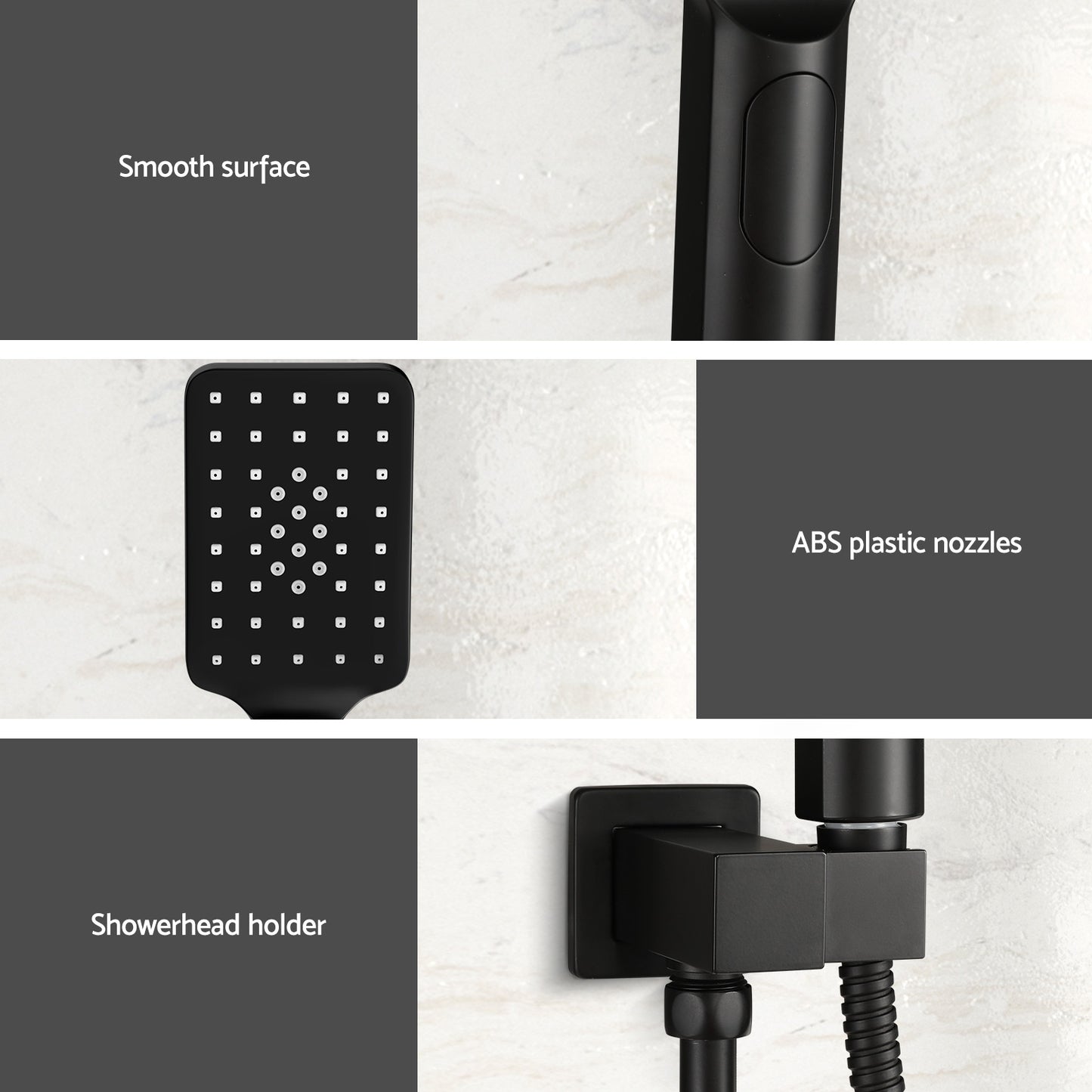 Handheld Shower Head Holder 3.1'' High Pressure Black/Silver