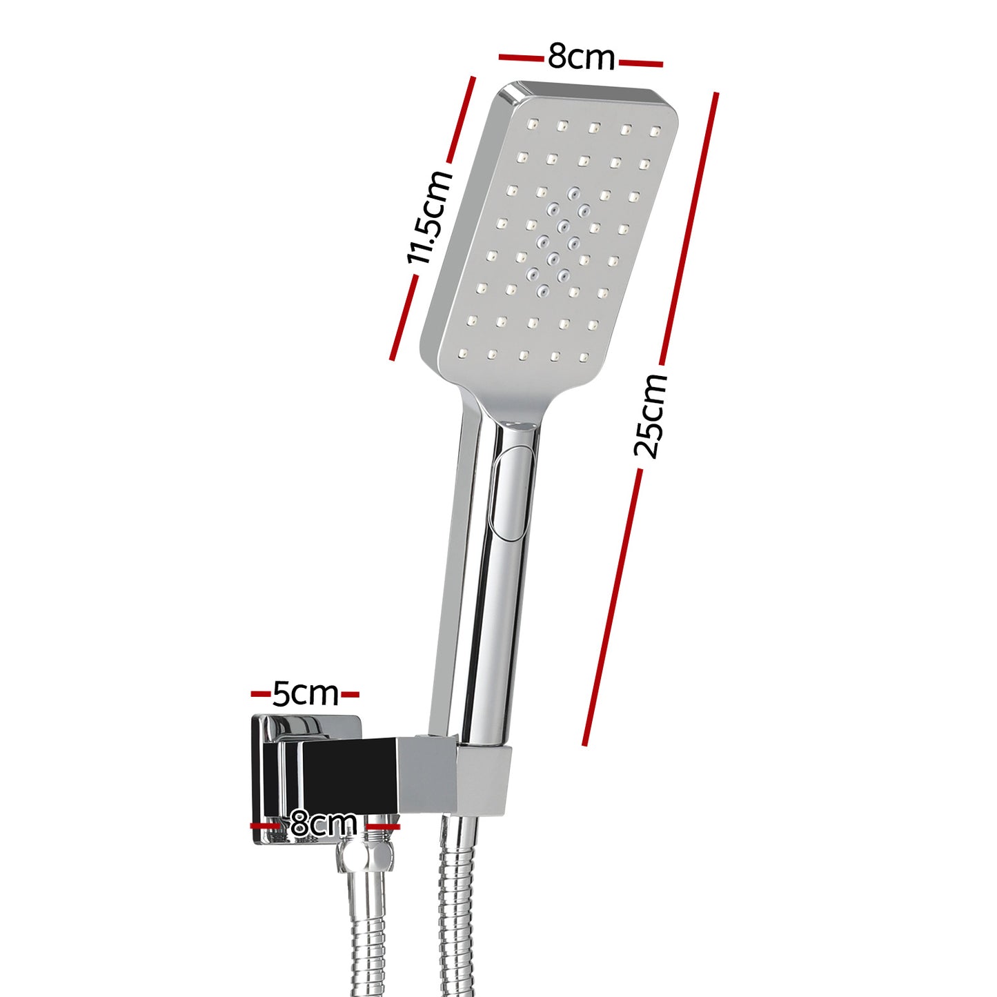 Handheld Shower Head Holder 3.1'' High Pressure Black/Silver