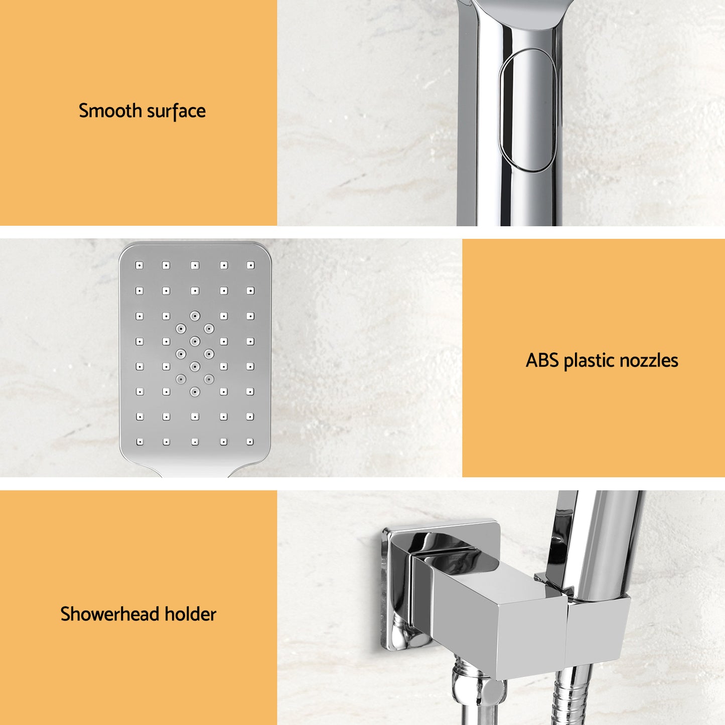 Handheld Shower Head Holder 3.1'' High Pressure Black/Silver