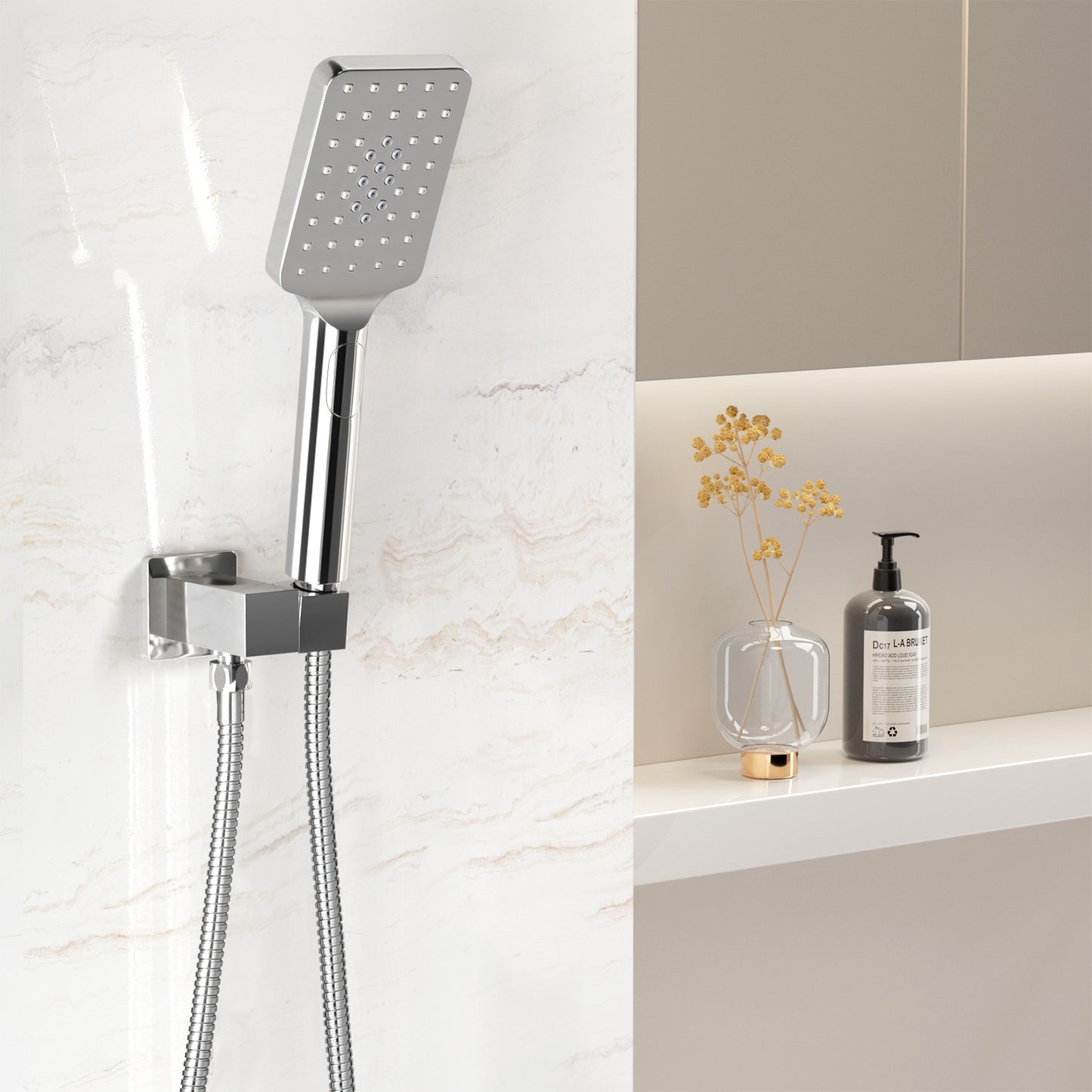 Handheld Shower Head Holder 3.1'' High Pressure Black/Silver