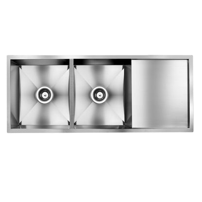 Kitchen Sink 111X45Cm Stainless Steel Basin Double Bowl Laundry Silver