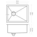 Kitchen Sink 45X39Cm Stainless Steel Basin Single Bowl Laundry Silver